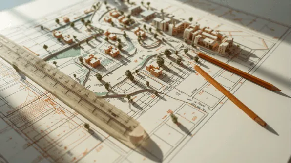 Maquete e planejamento urbano de bairro planejado