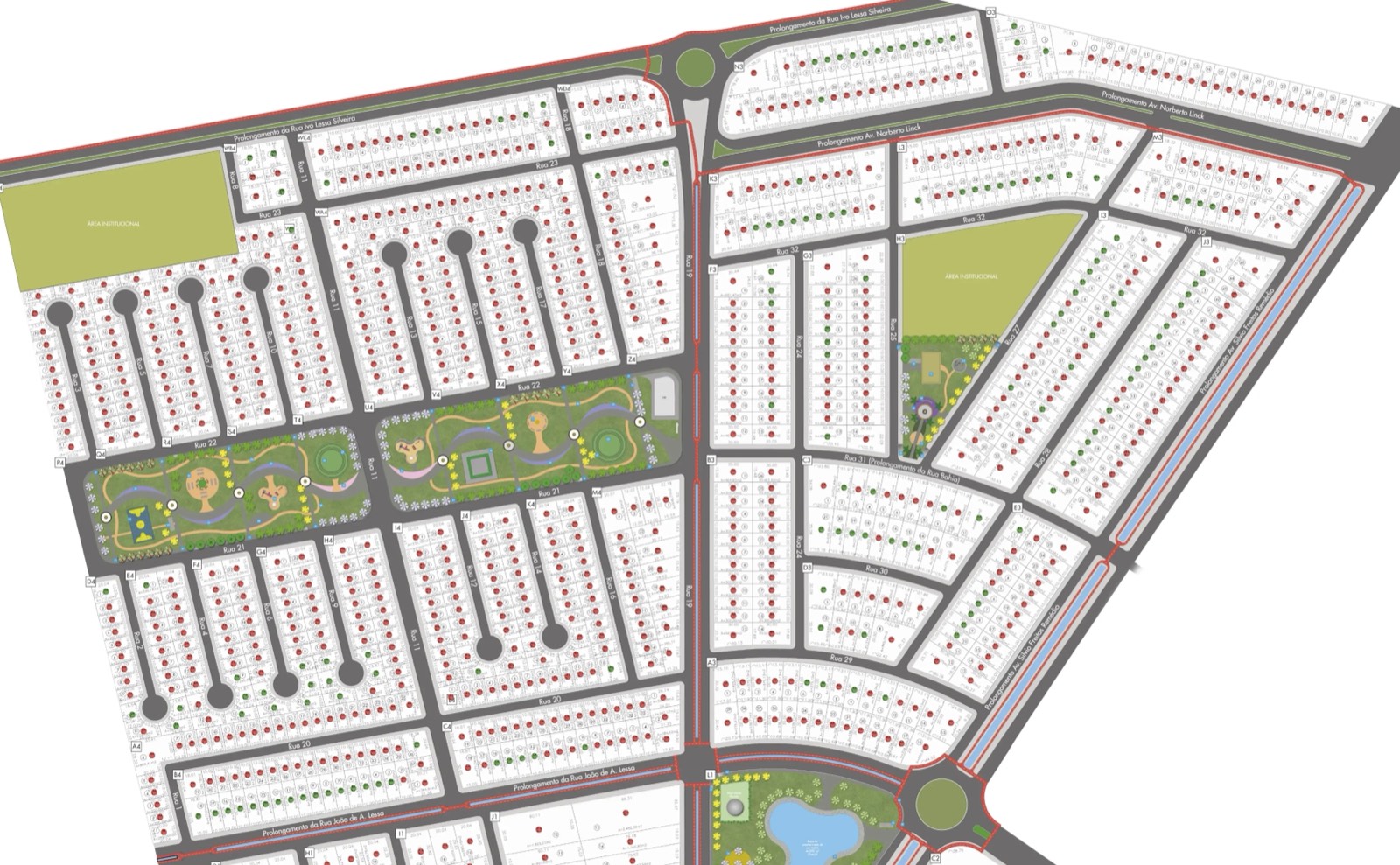 Mapa de implantação e disponibilidade de lotes — Guaíba Park